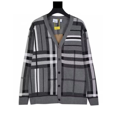 버버리 남성 그레이 브이넥 가디건 - Burberry Mens Gray Cardigan - bu328x