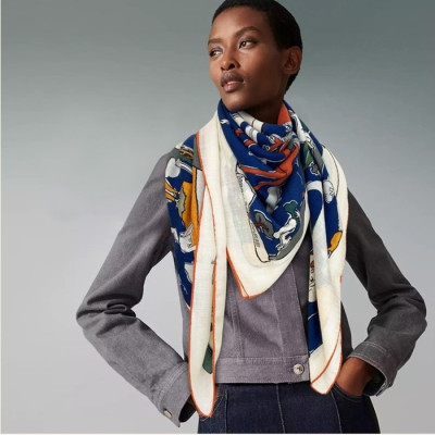 에르메스 여성 블루 스카프 - Hermes Womens Blue Scarf - he520x