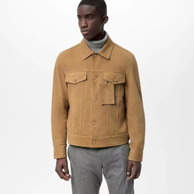 루이비통 남성 카멜 가죽 자켓 - Louis vuitton Mens Camel Jackets - lv2026x