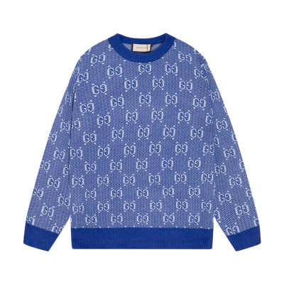 구찌 남성 캐쥬얼 크루넥 블루 스웨터 - Gucci Mens Blue Sweaters- gu1111x