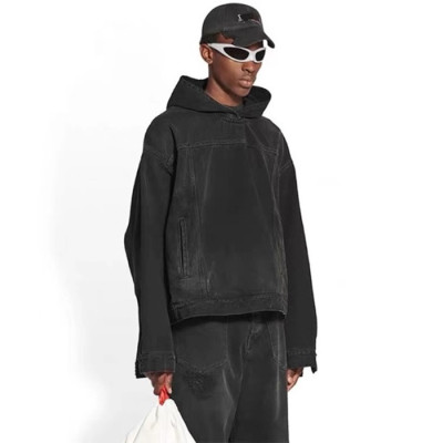 발렌시아가 남성 블랙 후드티 - Balenciaga Mens Black Hoodie - ba808x