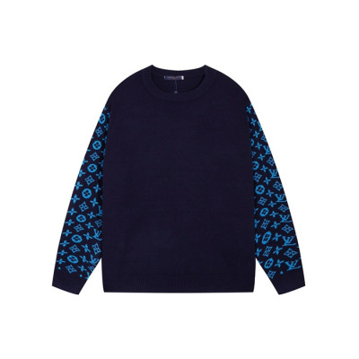 루이비통 남성 네이비 크루넥 니트 - Louis vuitton Mens Navy Knits- lv2015x