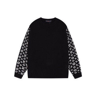 루이비통 남성 블랙 크루넥 니트 - Louis vuitton Mens Black Knits- lv2016x