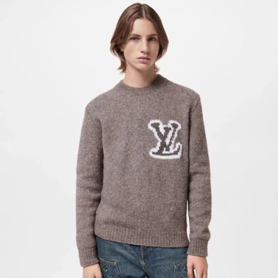 루이비통 남성 그레이 크루넥 니트 - Louis vuitton Mens Gray Knits- lv2016x