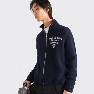 프라다 남성 네이비 브이넥 가디건 - Prada Mens Navy Cardigan - pr846x