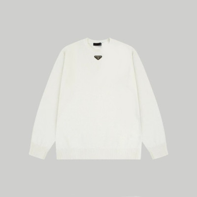 프라다 남성 크루넥 화이트 니트 - Prada Mens White Knits - pr866x