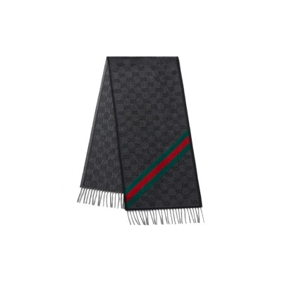 구찌 남성 블랙 머플러 - Gucci Mens Black Muffler - gu1146x