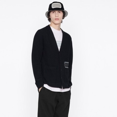 디올 남성 블랙 브이넥 가디건 - Dior Mens Black Cardigan - fa19x