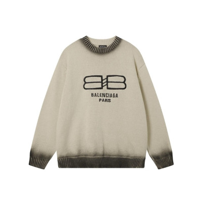 발렌시아가 남성 크루넥 니트 - Balenciaga Mens Ivory Knits - ba80x