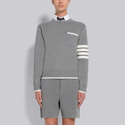 톰브라운 남성 그레이 니트 - Thom Browne Mens Gray Knits - thc34x