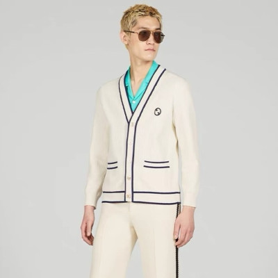 구찌 남성 아이보리 브이넥 가디건 - Gucci Mens Ivory Cardigan - guc39x