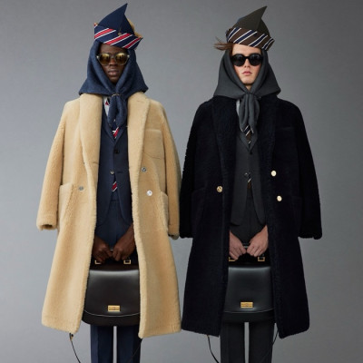 톰브라운 남성 가죽 코트 - Thom Browne Mens Black Coats - thc47x