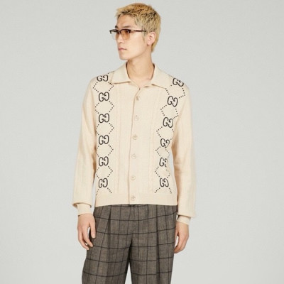 구찌 남성 아이보리 브이넥 가디건 - Gucci Mens Ivory Cardigan - guc73x