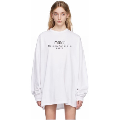 메종 마르지엘라 여성 화이트 긴팔티 - Maison Margiela Womens White Tshirts - mac86x