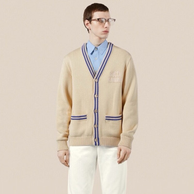 구찌 남성 아이보리 브이넥 가디건 - Gucci Mens Ivory Cardigan - guc92x