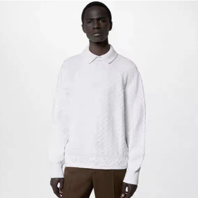 루이비통 남성 화이트 폴로 니트 - Louis vuitton Mens White Knits- lvc57x