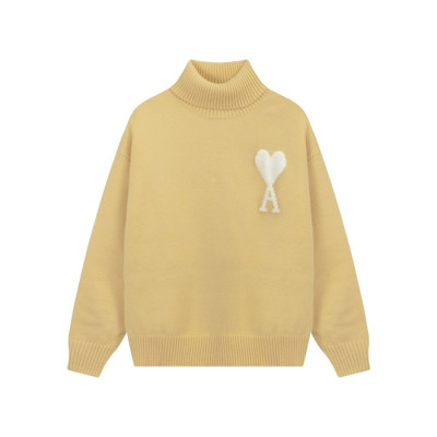 아미 남/녀 카멜 터틀넥 니트 - Ami Unisex Camel Knits - amc111x