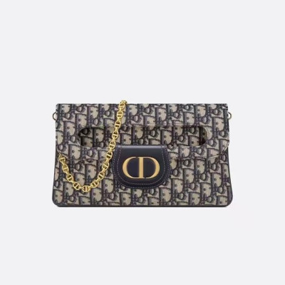 디올 여성 오블리크 더블 클러치 - Dior Womens Navy Double Clutch - bab720x