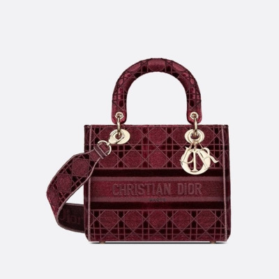 디올 여성 버건디 레이디 백 - Dior Womens Burgundy Lady Bag - dib787x