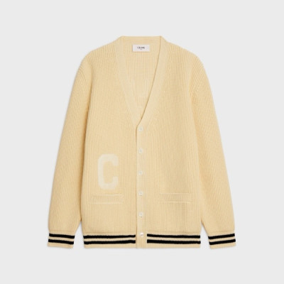 셀린느 남/녀 아이보리 브이넥 가디건 - Celine Unisex Ivory Cardigan - cec173x