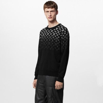 루이비통 남성 블랙 크루넥 니트 - Louis vuitton Mens Black Sweaters - lvc199x