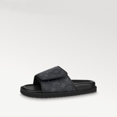 루이비통 남성 마이아미 슬리퍼 - Louis vuitton Mens Black Slippers - lvs90x