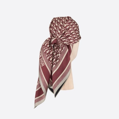 디올 여성 버건디 양면 스카프 - Dior Womens Burgundy Scarf - acc1801x