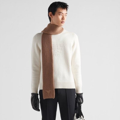 프라다 남성 크루넥 화이트 니트 - Prada Mens White Knits - prc304x