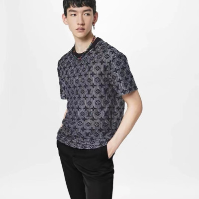 루이비통 남성 블랙 반팔티 - Louis vuitton Mens Black Tshirts - lvc309x