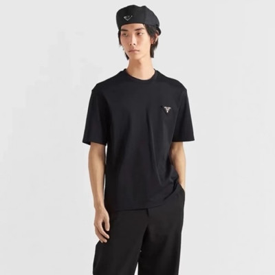 프라다 남성 크루넥 블랙 반팔티 - Prada Mens Black Tshirts - prc246x