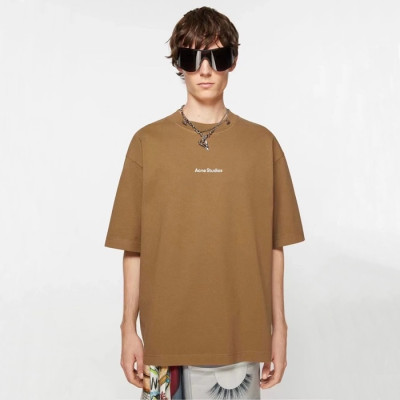 아크네 남/녀 카멜 크루넥 반팔티 - Acne Unisex Camel Tshirts - anc314x