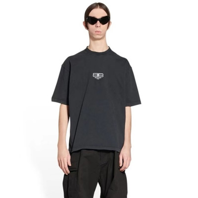 발렌시아가 남성 블랙 반팔티 - Balenciaga Mens Black Tshirts - bac209x