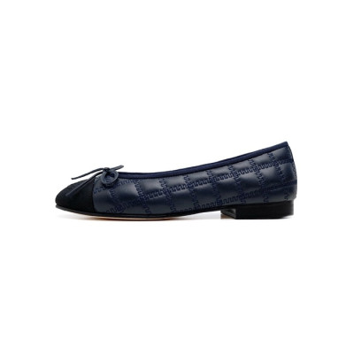 샤넬 여성 네이비 발레리나 플랫 - Chanel Womens Navy Flat Shoes - chs363x