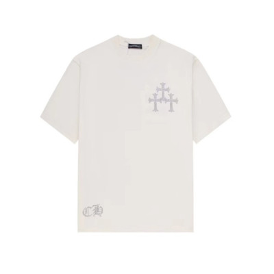 크롬하츠 남성 화이트 반팔티 - Chrom Hearts Mens White Tshirts - chc130x