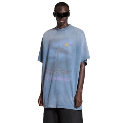 발렌시아가 남성 블루 반팔티 - Balenciaga Mens Blue Tshirts - bac363x