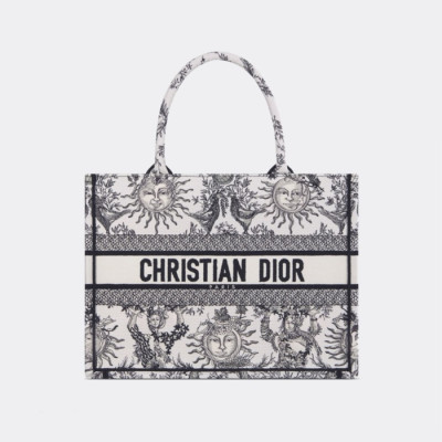 디올 여성 자수 북토트 M1296 - Dior Womens Black Book Tote - dib1531x