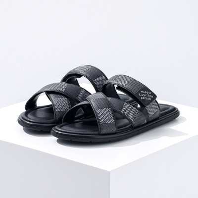 루이비통 남성 블랙 슬리퍼 - Louis vuitton Mens Black Slippers - lvs589x