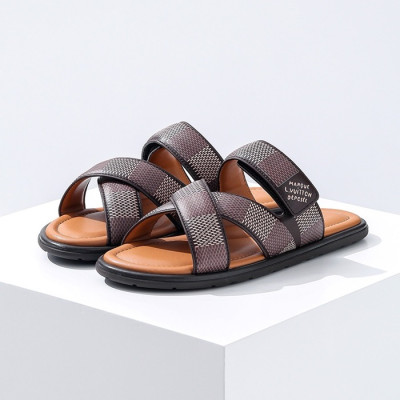 루이비통 남성 브라운 슬리퍼 - Louis vuitton Mens Brown Slippers - lvs591x