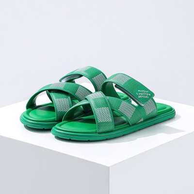 루이비통 남성 그린 슬리퍼 - Louis vuitton Mens Green Slippers - lvs596x