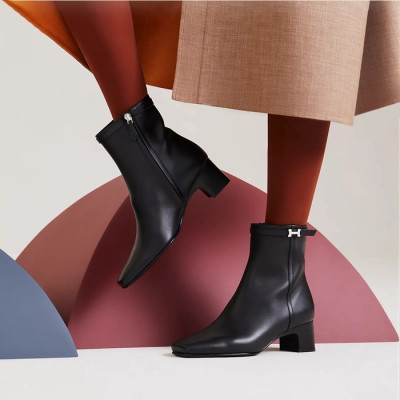 에르메스 여성 블랙 미들 부츠 - Hermes Womens Hommage Boots - hes626x