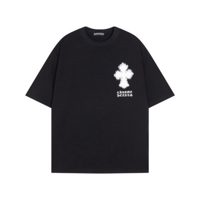 크롬하츠 남성 블랙 반팔티 - Chrom Hearts Mens Black Tshirts - chc649x