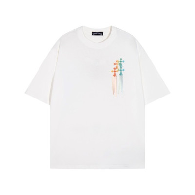 크롬하츠 남성 화이트 반팔티 - Chrom Hearts Mens White Tshirts - chc652x