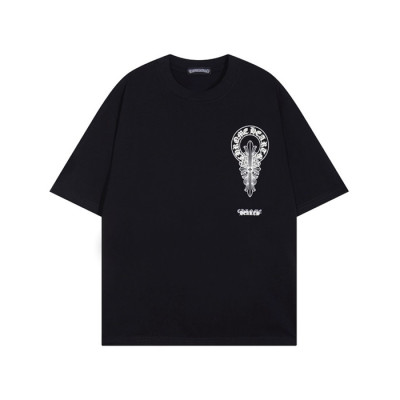 크롬하츠 남성 블랙 반팔티 - Chrom Hearts Mens Black Tshirts - chc751x