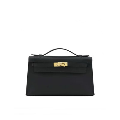 매장판 에르메스 여성 블랙 켈리 포쉐트 - Hermes Womens Black Kelly Pochette - heb1969x