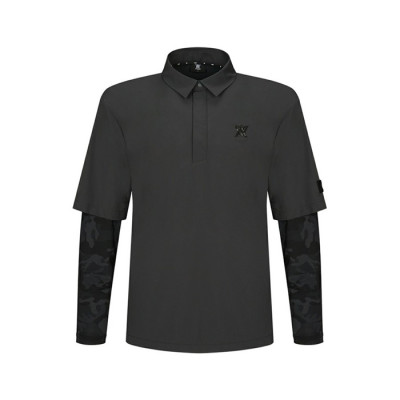 [ANEWGOLF] 어뉴골프 남성 우븐 레이어드 롱슬리브 티셔츠 - gol218x