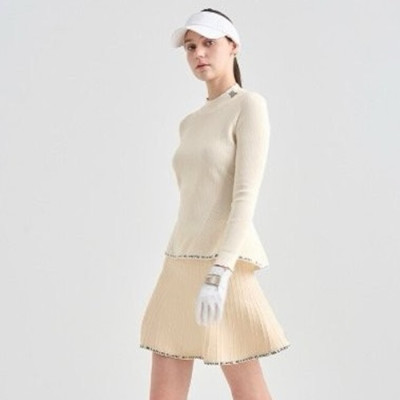 [LANVIN BLANC] 랑방블랑 여성 리즈드 페플럼 니트 탑 - gol922x