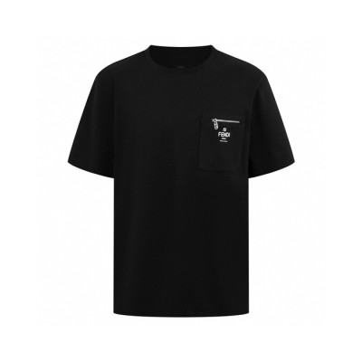 펜디 남성 블랙 반팔 티셔츠 - Fendi Mens Black Tshirts - fec928x