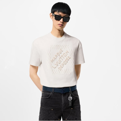 루이비통 남성 화이트 반팔 티셔츠 - Louis vuitton Mens White Tshirts - lvc1061x