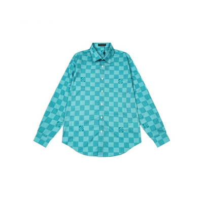 루이비통 남성 블루 셔츠 - Louis vuitton Mens Blue Shirts - lvc1070x