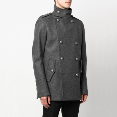 발망 남성 그레이 코트 - Balmain Mens Gray Coats - bac1073x